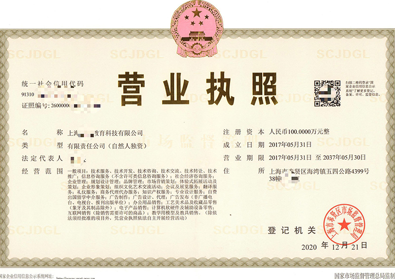注册公司营业执照案例（一）